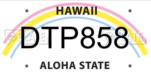 DTP858 Hawaii License Plate