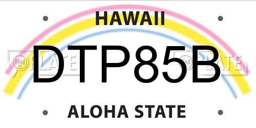 DTP85B Hawaii License Plate