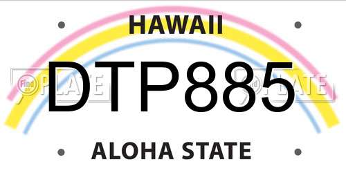 DTP885 Hawaii License Plate