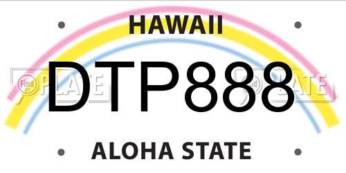 DTP888 Hawaii License Plate