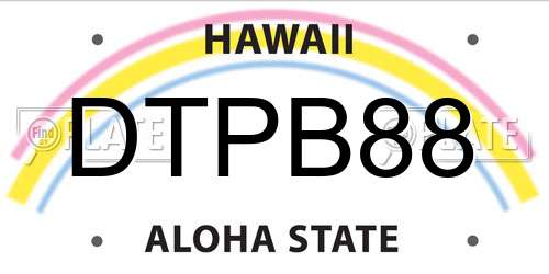 DTPB88 Hawaii License Plate