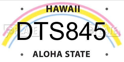 DTS845 Hawaii License Plate