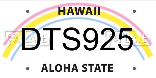 DTS925 Hawaii License Plate