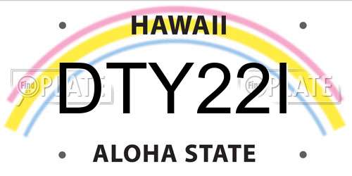 DTY22I Hawaii License Plate