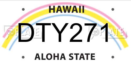 DTY271 Hawaii License Plate