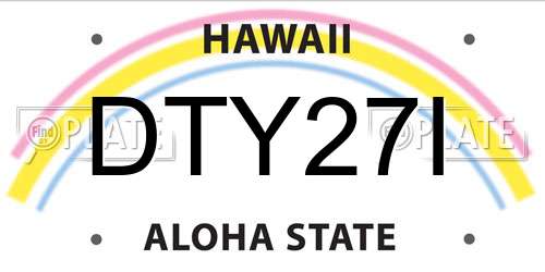DTY27I Hawaii License Plate