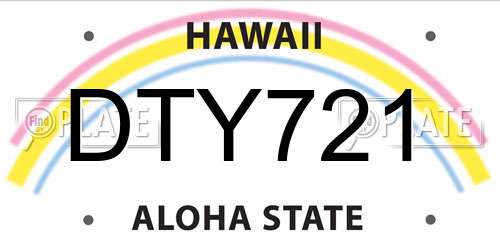 DTY721 Hawaii License Plate