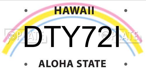DTY72I Hawaii License Plate
