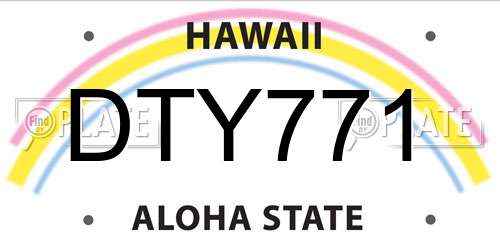 DTY771 Hawaii License Plate