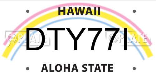 DTY77I Hawaii License Plate