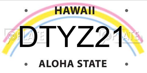 DTYZ21 Hawaii License Plate