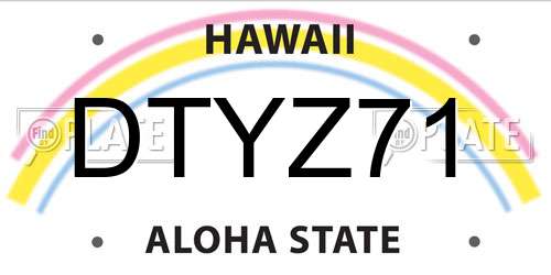 DTYZ71 Hawaii License Plate