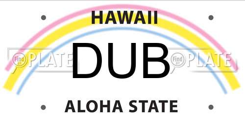 DUB Hawaii License Plate