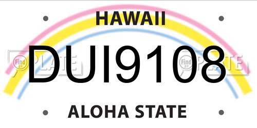 DUI9108 Hawaii License Plate