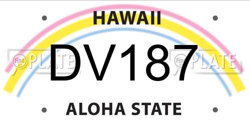 DV187 Hawaii License Plate