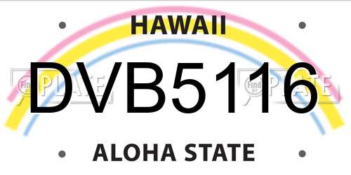 DVB5116 Hawaii License Plate