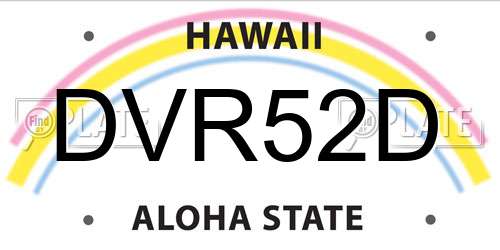 DVR52D Hawaii License Plate