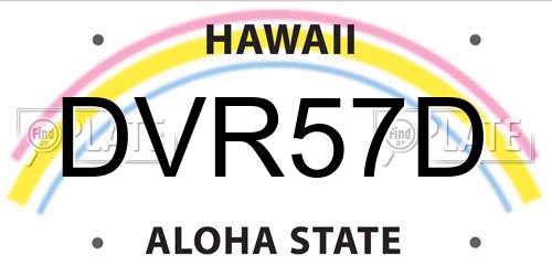 DVR57D Hawaii License Plate