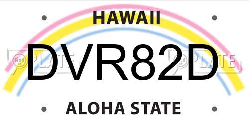 DVR82D Hawaii License Plate