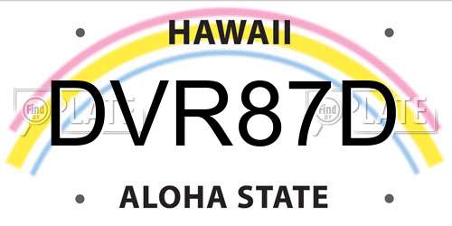 DVR87D Hawaii License Plate