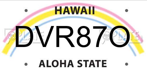 DVR87O Hawaii License Plate