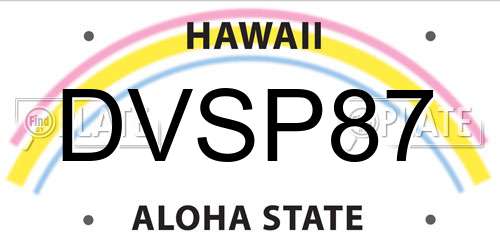 DVSP87 Hawaii License Plate