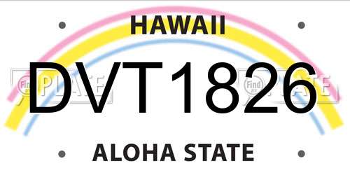 DVT1826 Hawaii License Plate
