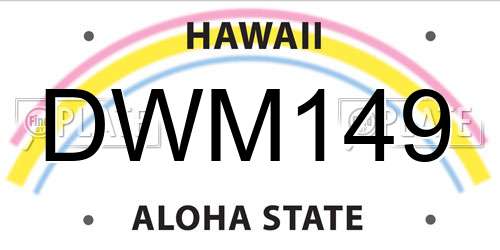 DWM149 Hawaii License Plate