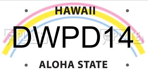 DWPD14 Hawaii License Plate
