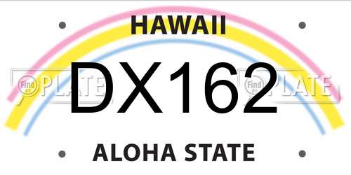 DX162 Hawaii License Plate