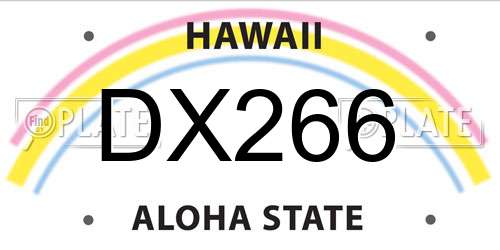 DX266 Hawaii License Plate