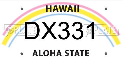 DX331 Hawaii License Plate