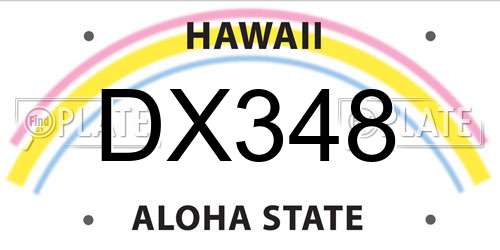 DX348 Hawaii License Plate