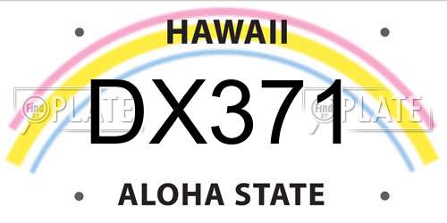 DX371 Hawaii License Plate