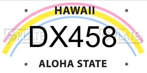 DX458 Hawaii License Plate