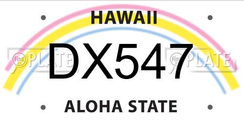 DX547 Hawaii License Plate