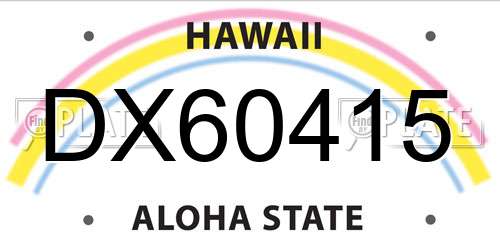 DX60415 Hawaii License Plate