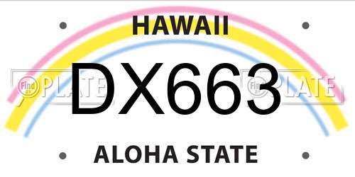 DX663 Hawaii License Plate