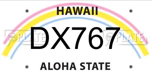 DX767 Hawaii License Plate