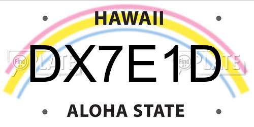 DX7E1D Hawaii License Plate