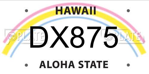 DX875 Hawaii License Plate