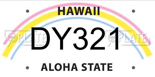 DY321 Hawaii License Plate