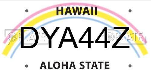 DYA44Z Hawaii License Plate
