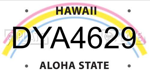 DYA4629 Hawaii License Plate