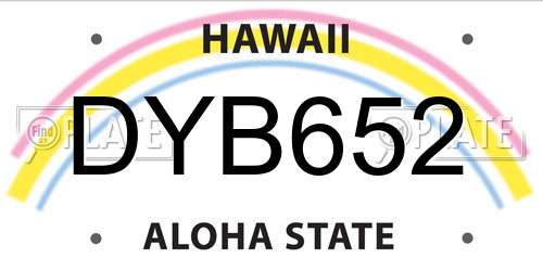 DYB652 Hawaii License Plate