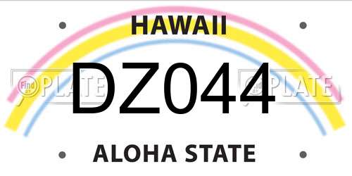 DZ044 Hawaii License Plate
