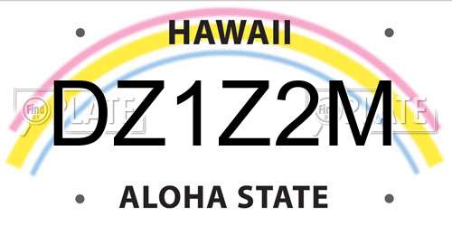DZ1Z2M Hawaii License Plate