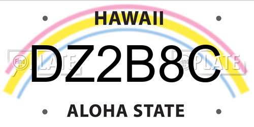DZ2B8C Hawaii License Plate