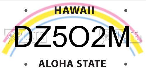 DZ5O2M Hawaii License Plate
