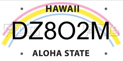 DZ8O2M Hawaii License Plate